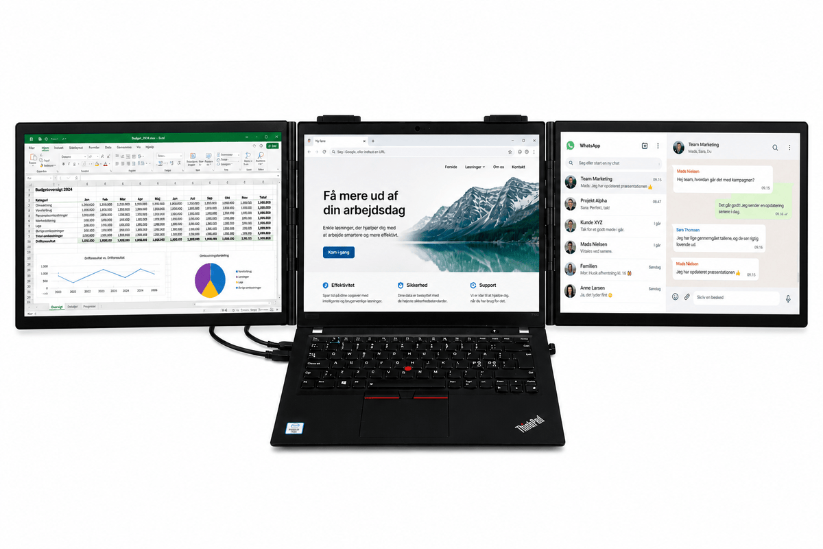 Hvad er en skærmudvider til laptop - og hvordan virker den? - ScreenBooster.dk